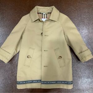 Burberry Kids Beige Coat with Logo Trim